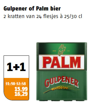 Krat Palm of Gulpener bier 1 + 1 gratis Aanbiedingen Enlarged image