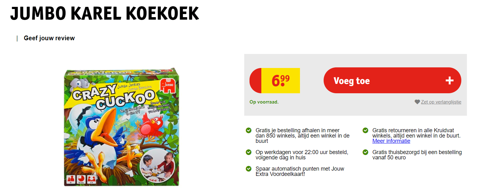 Jumbo Karel Koekoek kinderspel voor €6,99 Aanbiedingen Enlarged image