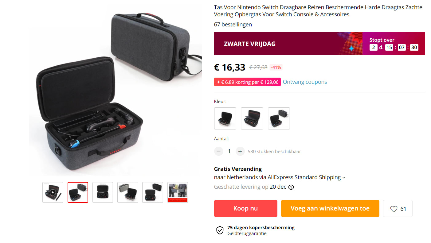 Nintendo Switch draagbare opberg case voor €16,33 Aanbiedingen Enlarged image