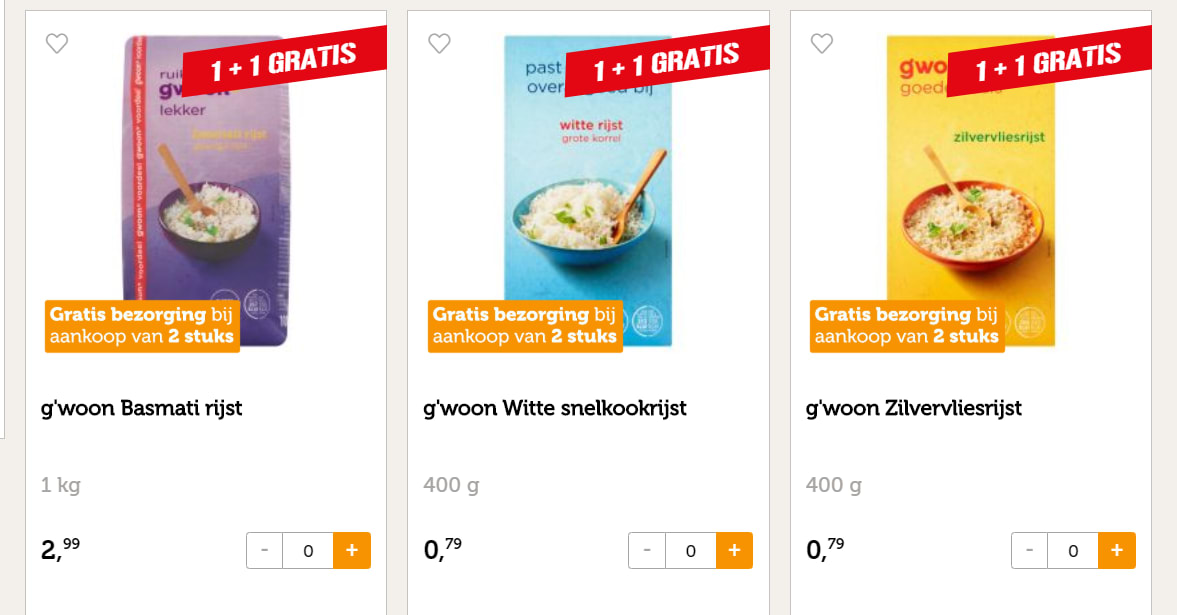 Alle g'woon rijst 1+1 gratis én gratis bezorging Aanbiedingen Enlarged image