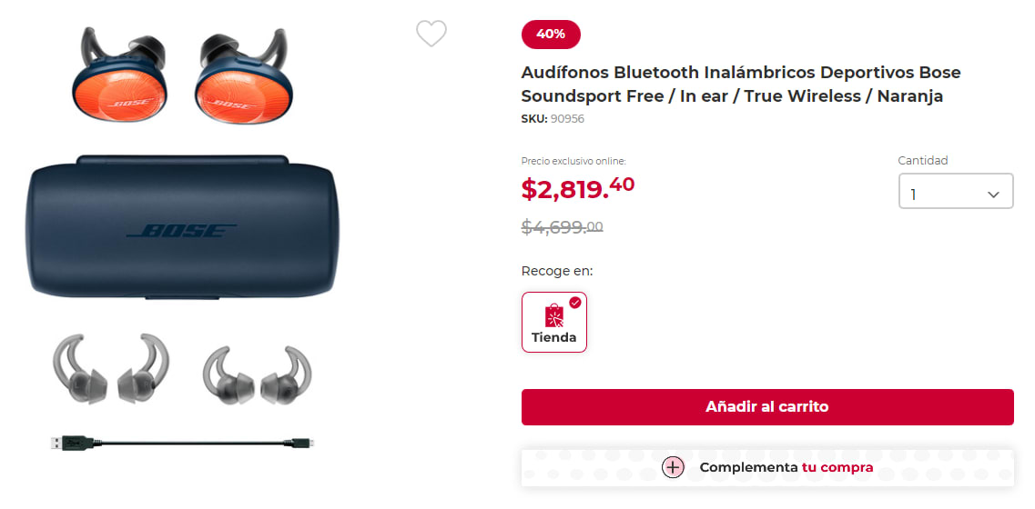 Audífonos Bluetooth Inalámbricos Deportivos Bose Soundsport Free
