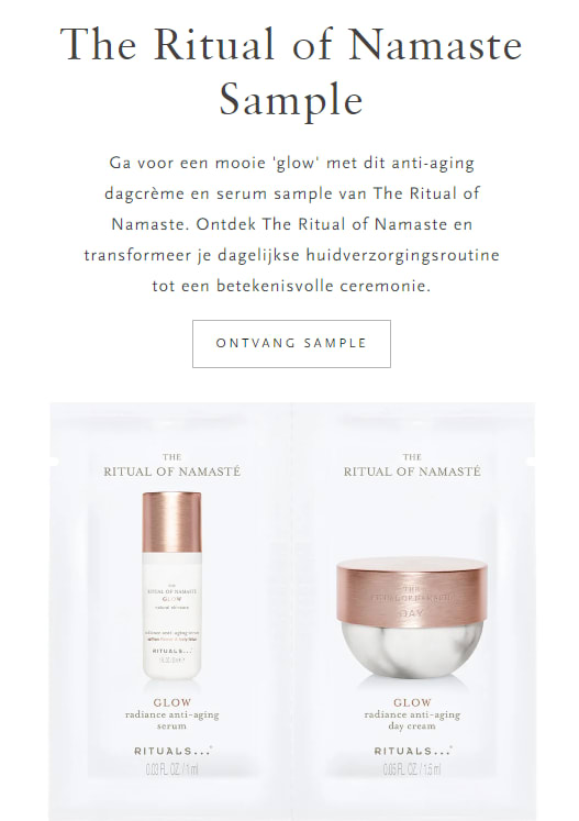 Gratis sample anti-aging dagcrème en serum sample van The Ritual of Namaste Aanbiedingen Enlarged image