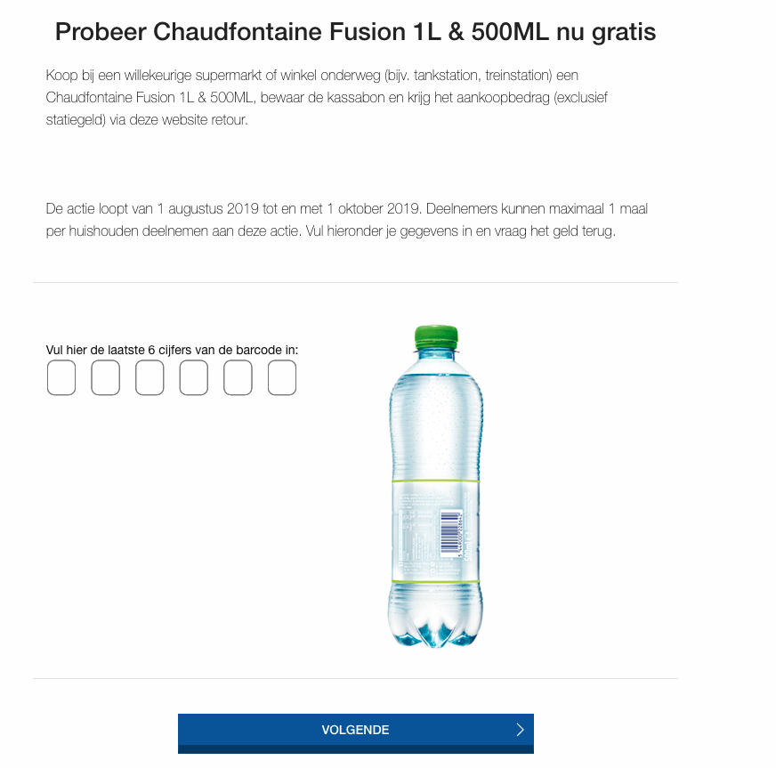 Probeer Chaudfontaine Fusion 1L of 500ML gratis door cashback Aanbiedingen Enlarged image