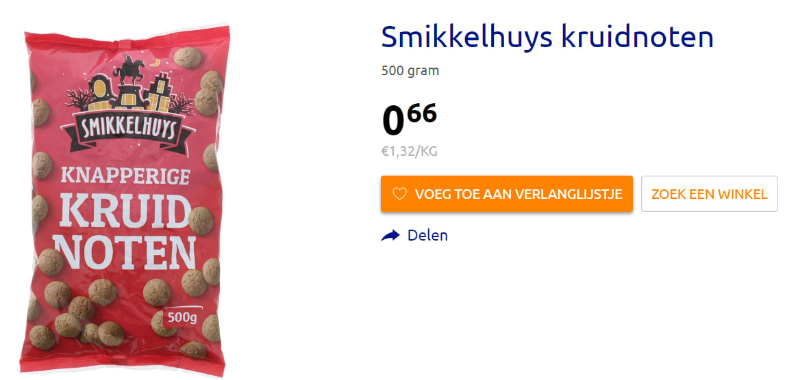 Smikkelhuys kruidnoten 500 gram voor €0,66 Aanbiedingen Enlarged image
