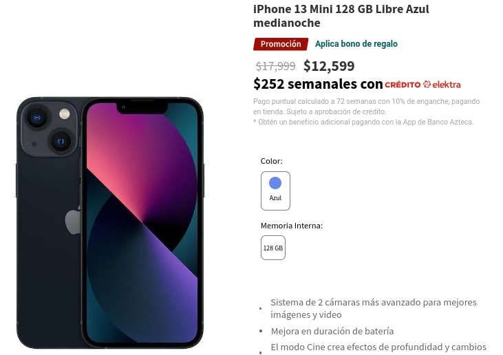 iPhone 13 mini de 128 GB reacondicionado - Medianoche (Libre) - Apple (ES)