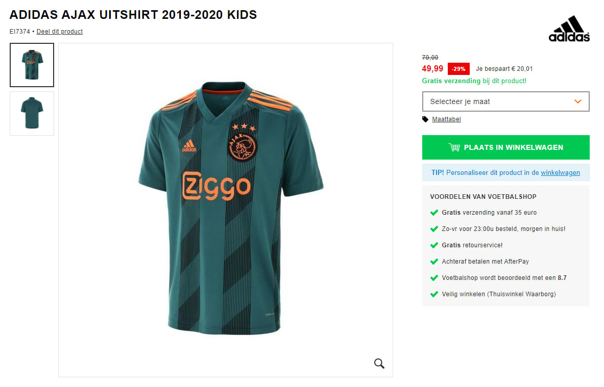 85% Korting + 15% Extra Korting door kortingscode bij Voetbalshop Aanbiedingen Enlarged image