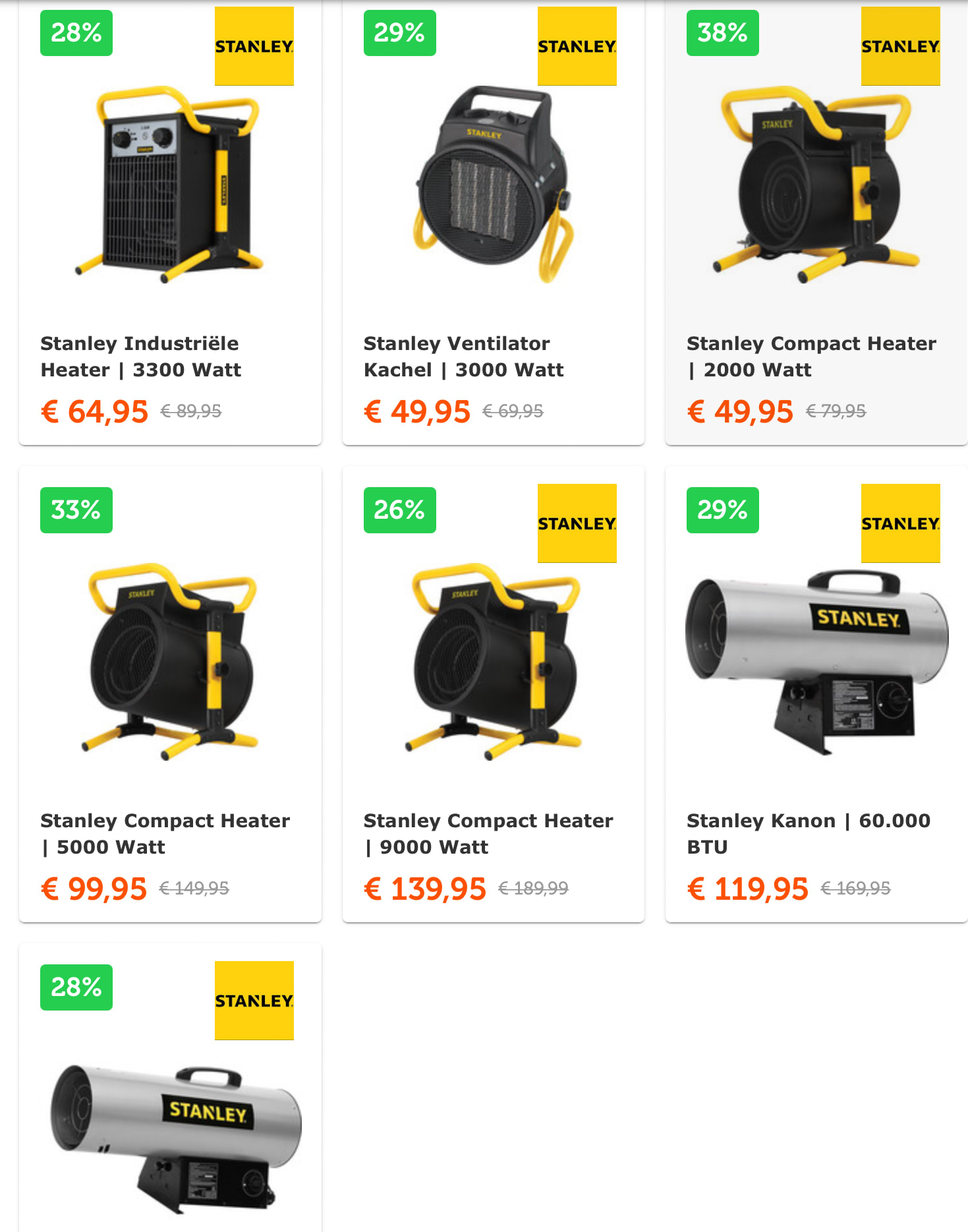 Tot 38% Korting op Stanley Heaters Aanbiedingen Enlarged image