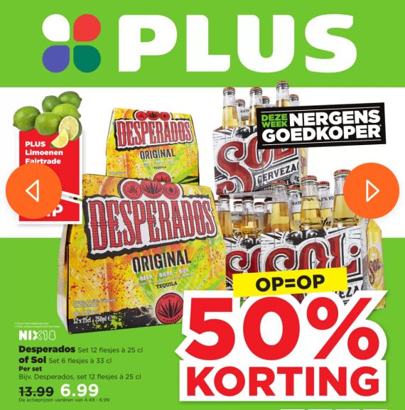 50% Korting 12 packs Desperados en sixpacks Sol Aanbiedingen Enlarged image