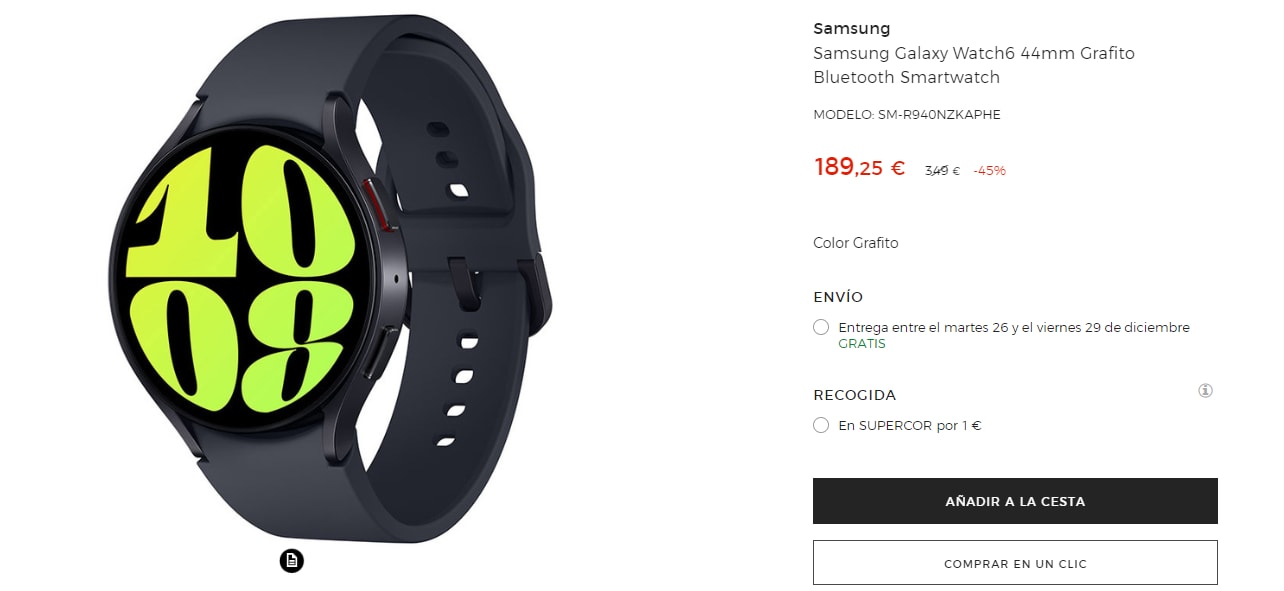 Reloj inteligente Samsung Galaxy Watch 6 (44mm) Grafito