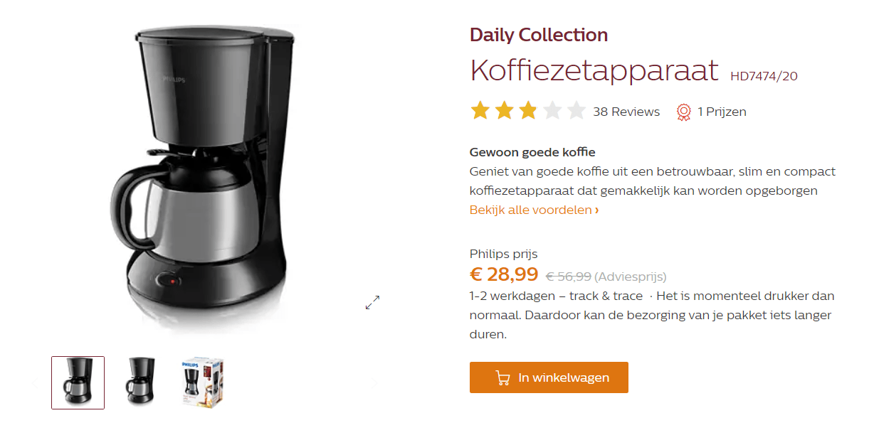 Philips Daily HD7474/20 - Koffiezetapparaat voor €28,99 Aanbiedingen Enlarged image