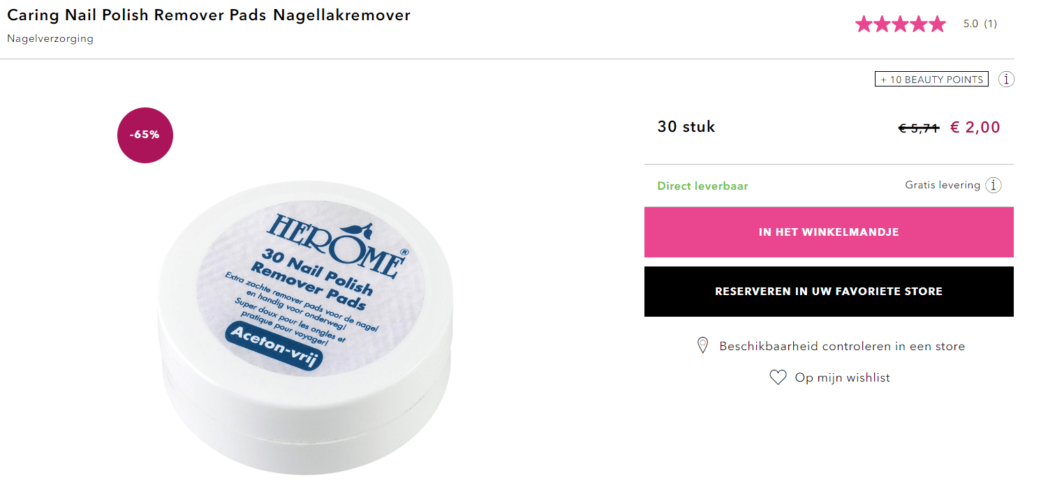 Herôme Caring Nail Polish Remover Pads 30st. voor €2 Aanbiedingen Enlarged image