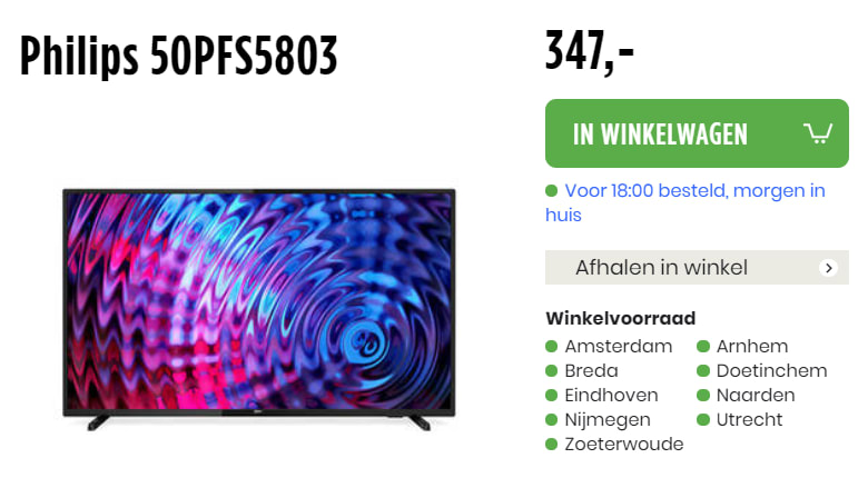 Philips 50PFS5803 Full HD LED Smart TV voor €347 Aanbiedingen Enlarged image