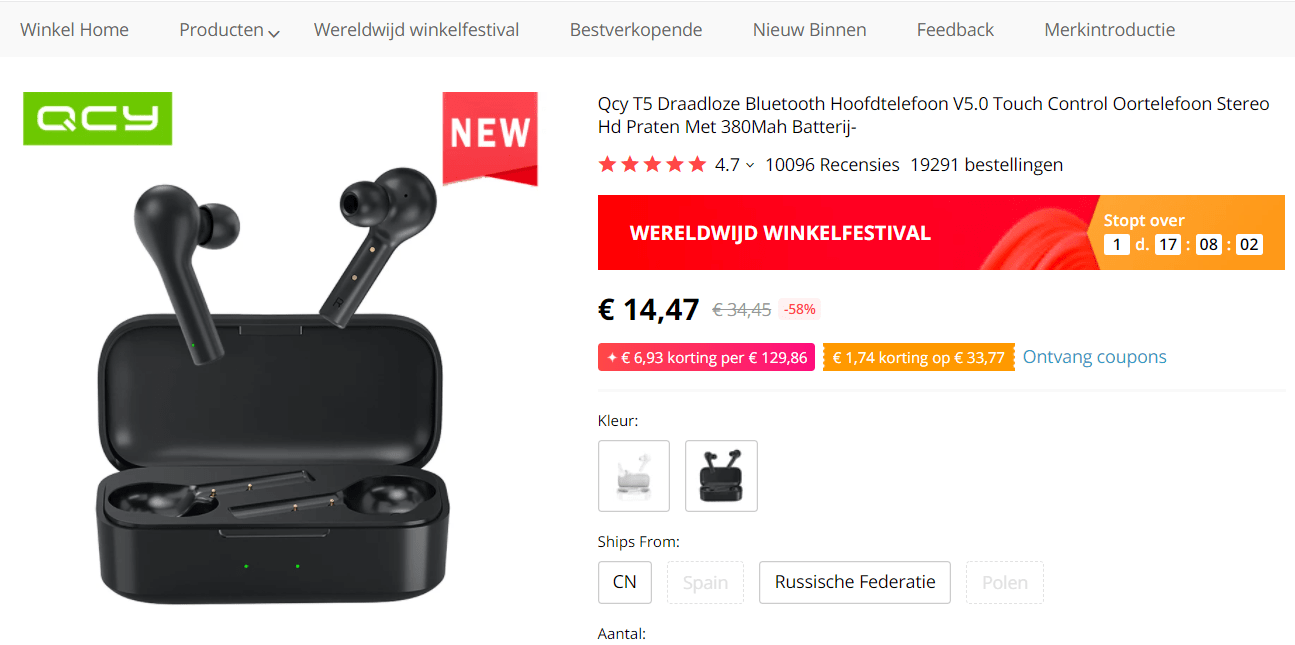 Qcy T5 Draadloze Bluetooth oordopjes voor €14,47 Aanbiedingen Enlarged image