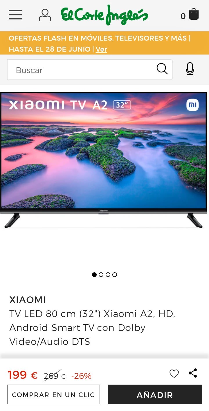 TV LED 80 cm (32) Xiaomi A2, HD, Android Smart TV con Dolby Video