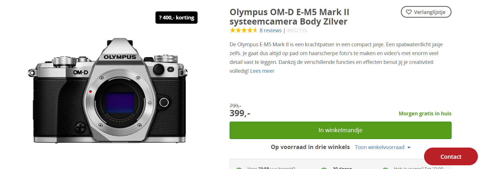 Olympus OM-D E-M5 Mark II Systeemcamera voor €399 Aanbiedingen Enlarged image