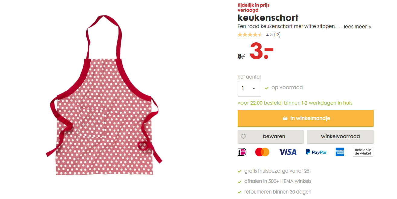 Rood keukenschort voor €3 Aanbiedingen Enlarged image