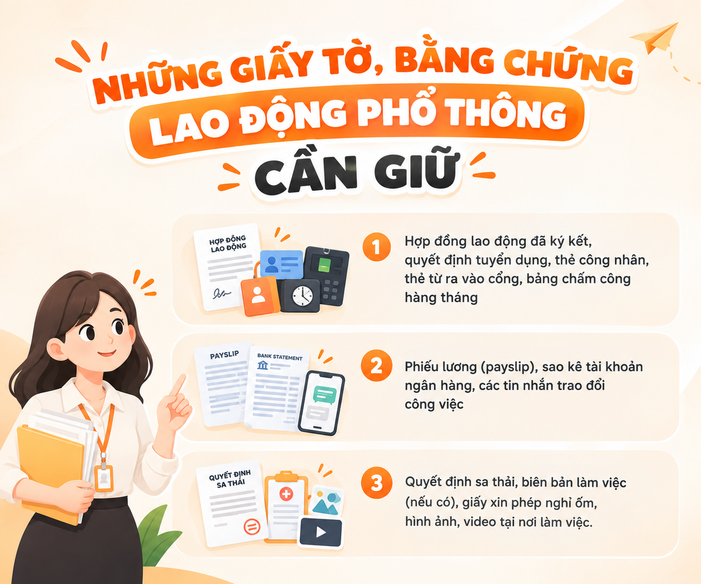 Giấy tờ và bằng chứng người lao động cần giữ khi bị sa thải