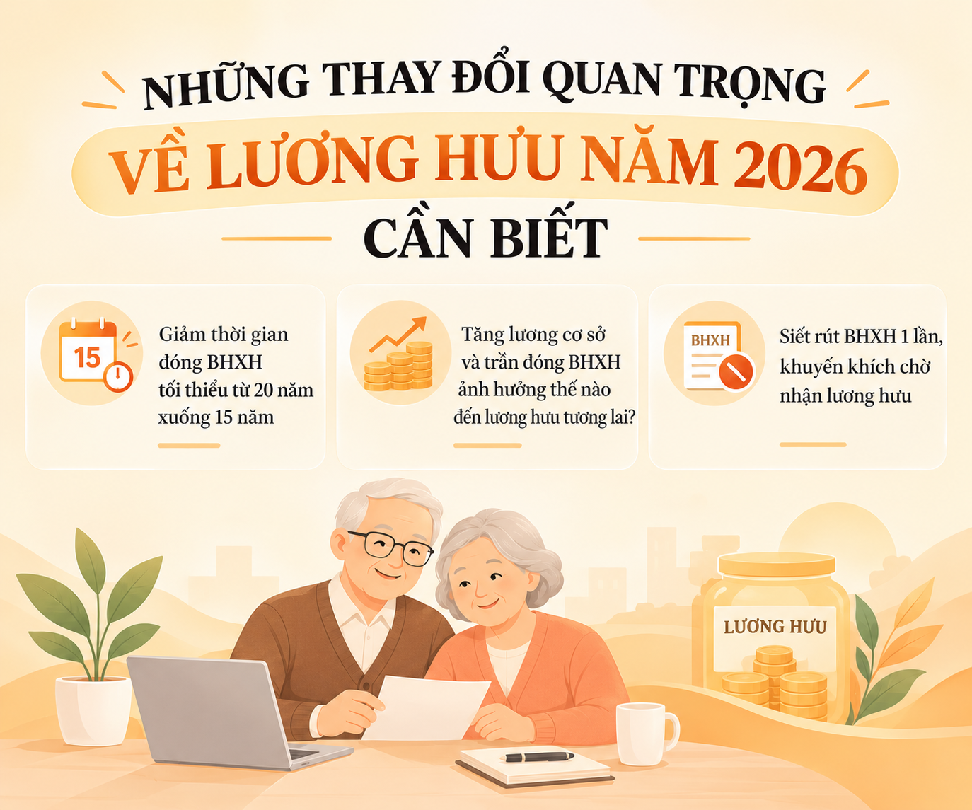 Những thay đổi quan trọng về lương hưu năm 2026