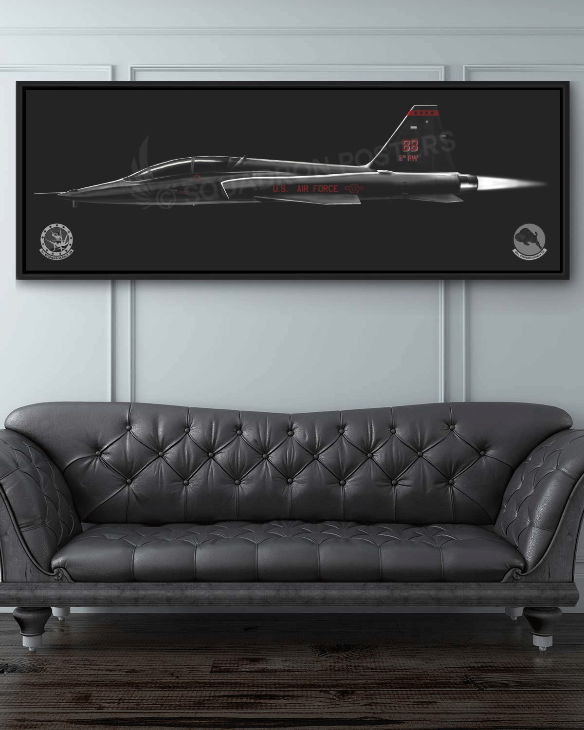 T-38A Red Trim Personalized Jet Black Lithograph