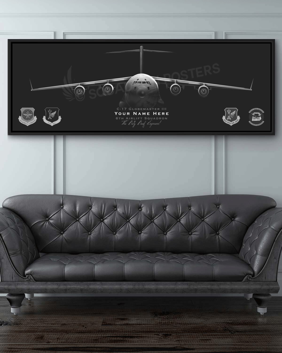 6th Airlift Squadron C-17 Jet Black Lithograph