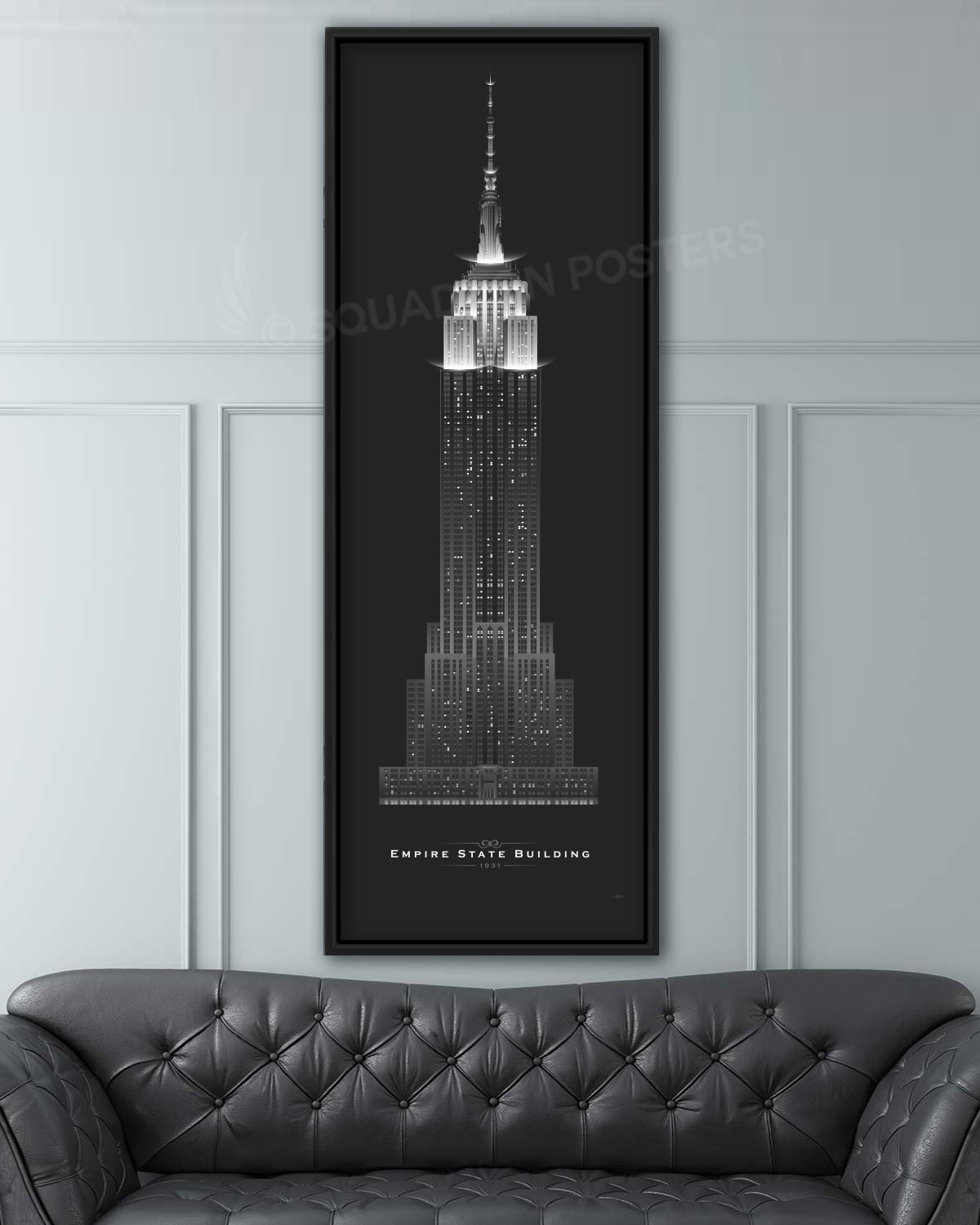 Empire State Building Full View Jet Black Art