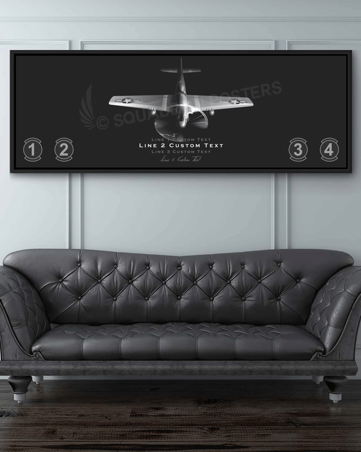 P-51 Mustang Front Personalized Jet Black