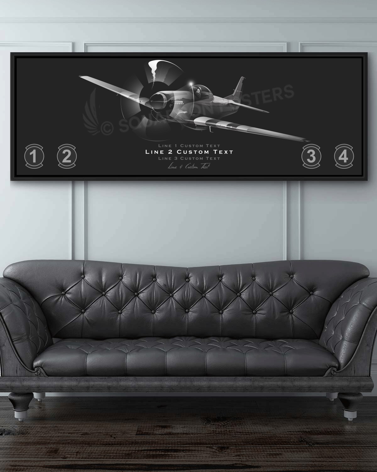 P-51 Mustang Angled Personalized Jet Black
