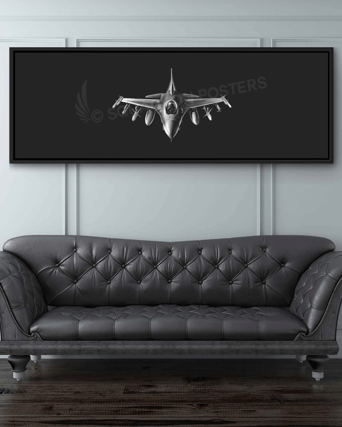 F-16 Fighting Falcon Jet Black Super Wide Lithograph