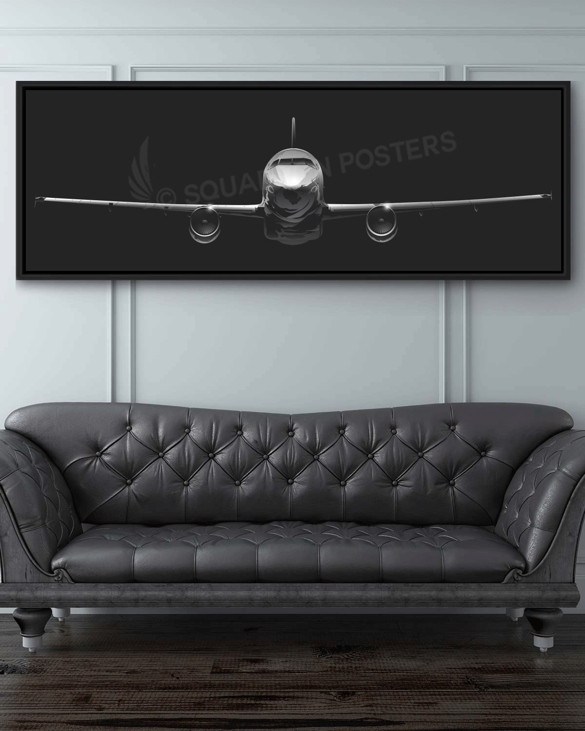 Airbus 319 320 Jet Black Super Wide Lithograph