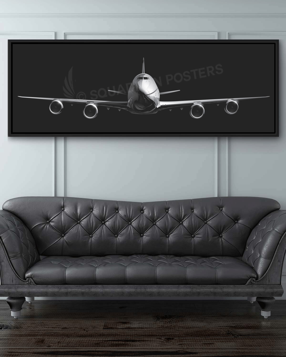 747 Airliner Jet Black Super Wide Lithograph