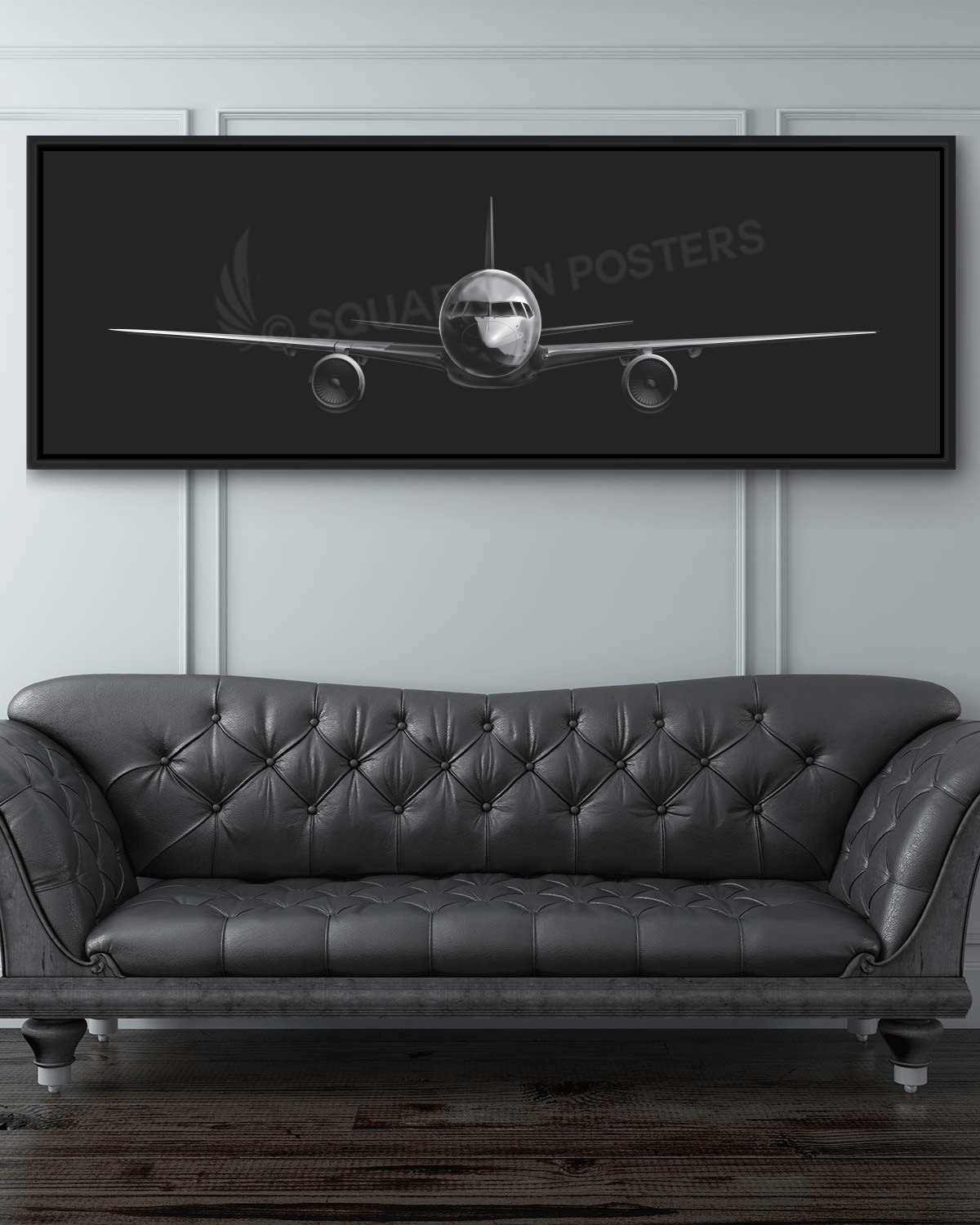 757 Airliner Jet Black Super Wide Lithograph