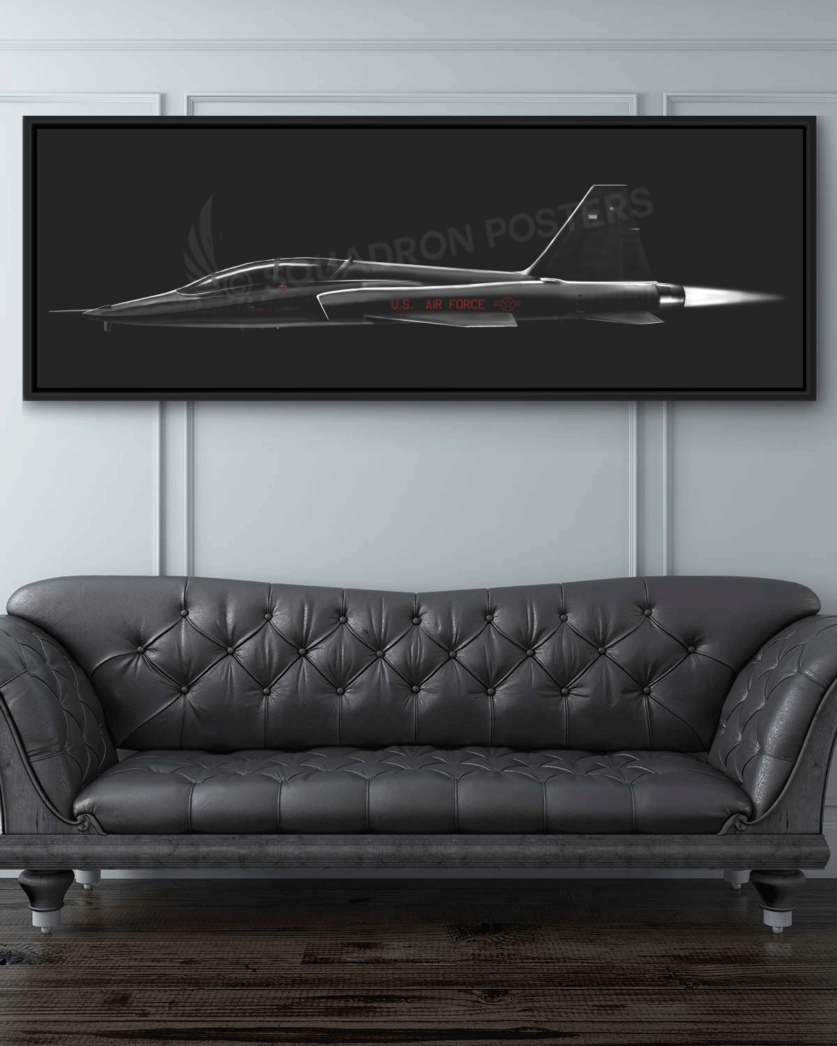 T-38A Red Trim Jet Black Lithograph