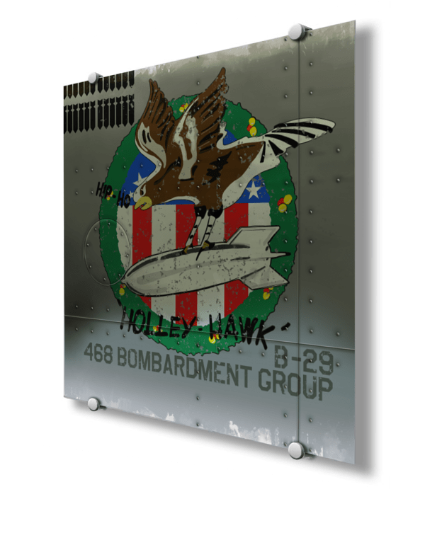 B-29 468 Bombardment Group Holley Hawk Metal Nose Art