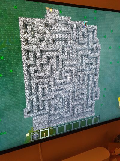 A maze constructed out of Minecraft blocks