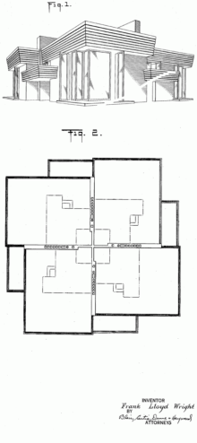 Frank Lloyd Wright, Suntop Homes, patent drawing