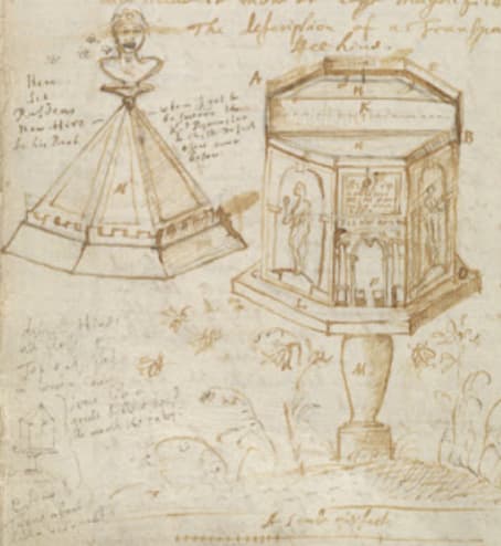 John Evelyn's design of octagonal beehive, from <em>Elysium Britannicum</em>