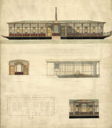 Gottfried Semper, Treichler Laundry Boat, Lake Zurich, 1861-64: from gta Archives, ETH Zurich 