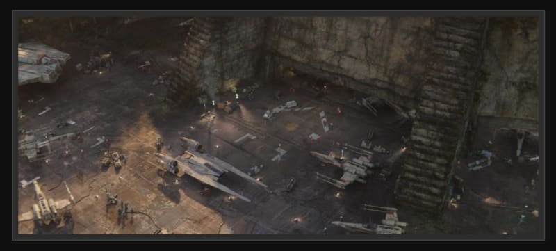 The Rebel Base on the jungle moon of Yavin 4 in the Star Wars films: photo from starwarsplaces.com, copyright Industrial Light & Magic