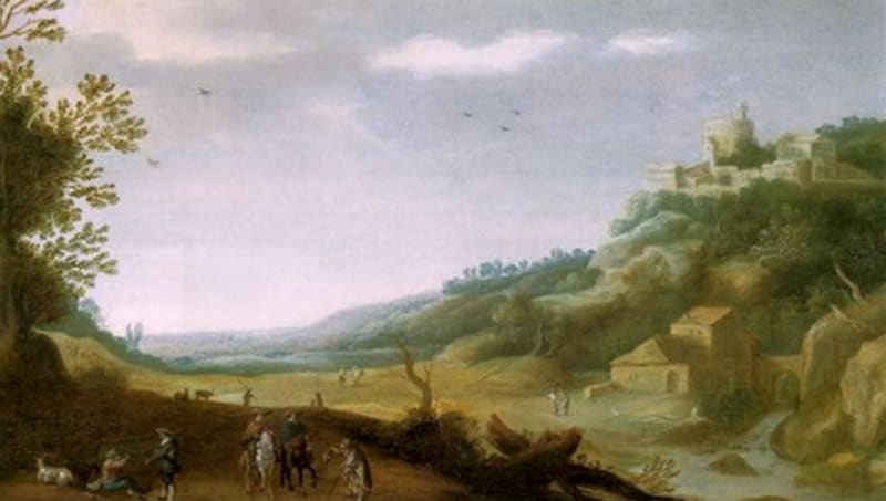 Pieter Groenewegen, 'Mountain Landscape with Travellers', 1640