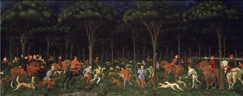 Paolo Uccello: 'The Hunt in the Forest', c.1465-1470, Ashmolean Museum, Oxford