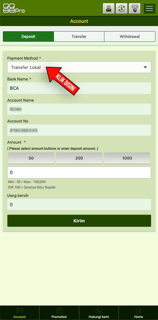 Tutorial Deposit QQ88Pro 3