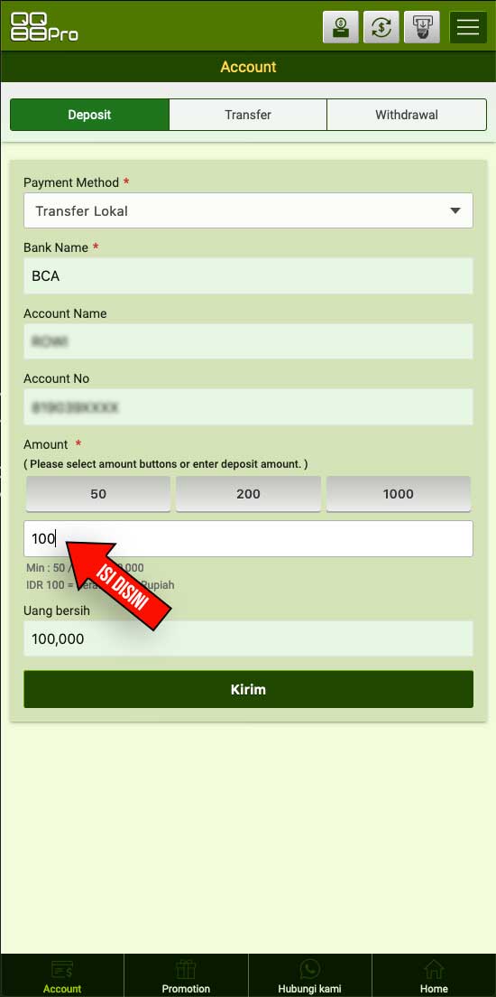 Tutorial Deposit QQ88Pro 5
