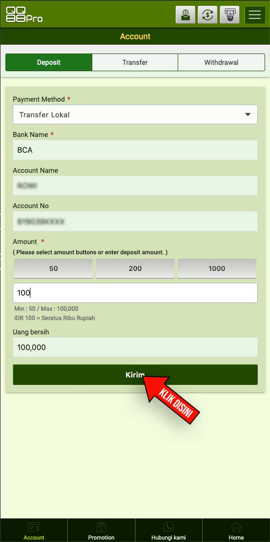 Tutorial Deposit QQ88Pro 6