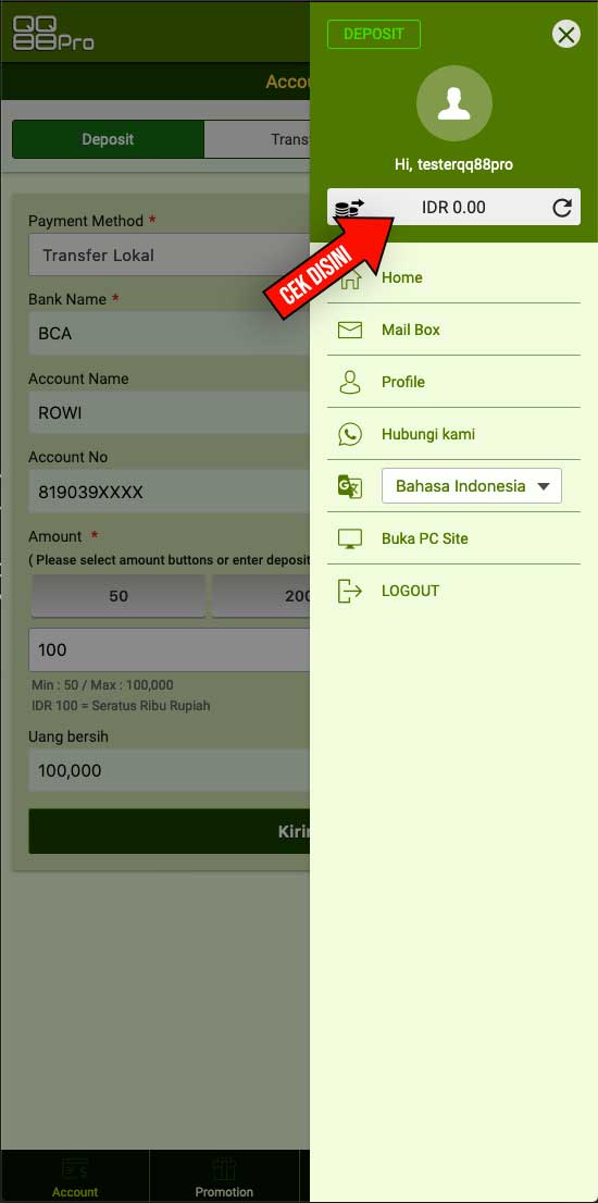 Tutorial Deposit QQ88Pro 8