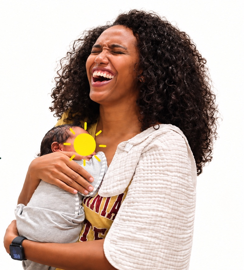 Saron holding her baby