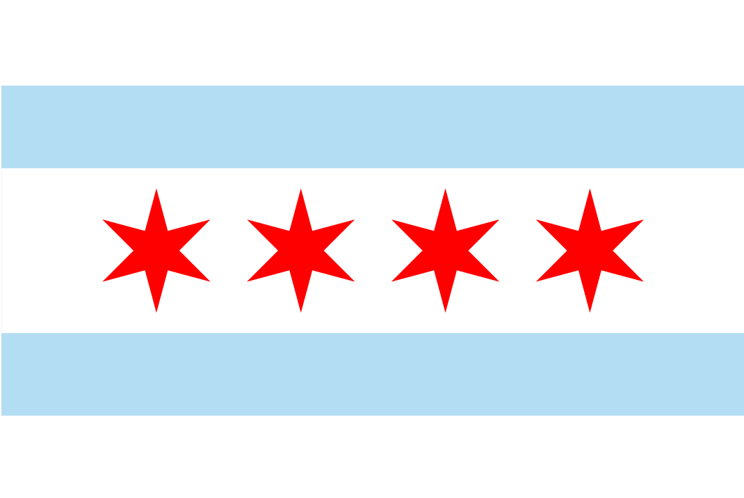Bandera de chicago. Tiene 4 Estrellas rojas