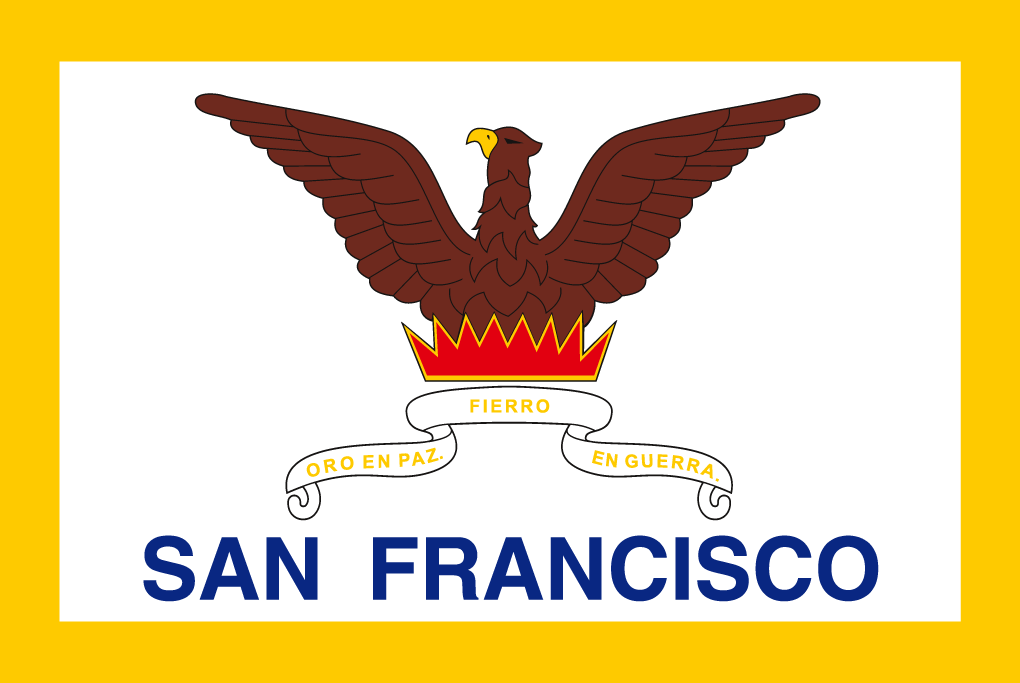 Bandera San Francisco. Un Fenix en el centro que representa el renacimiento