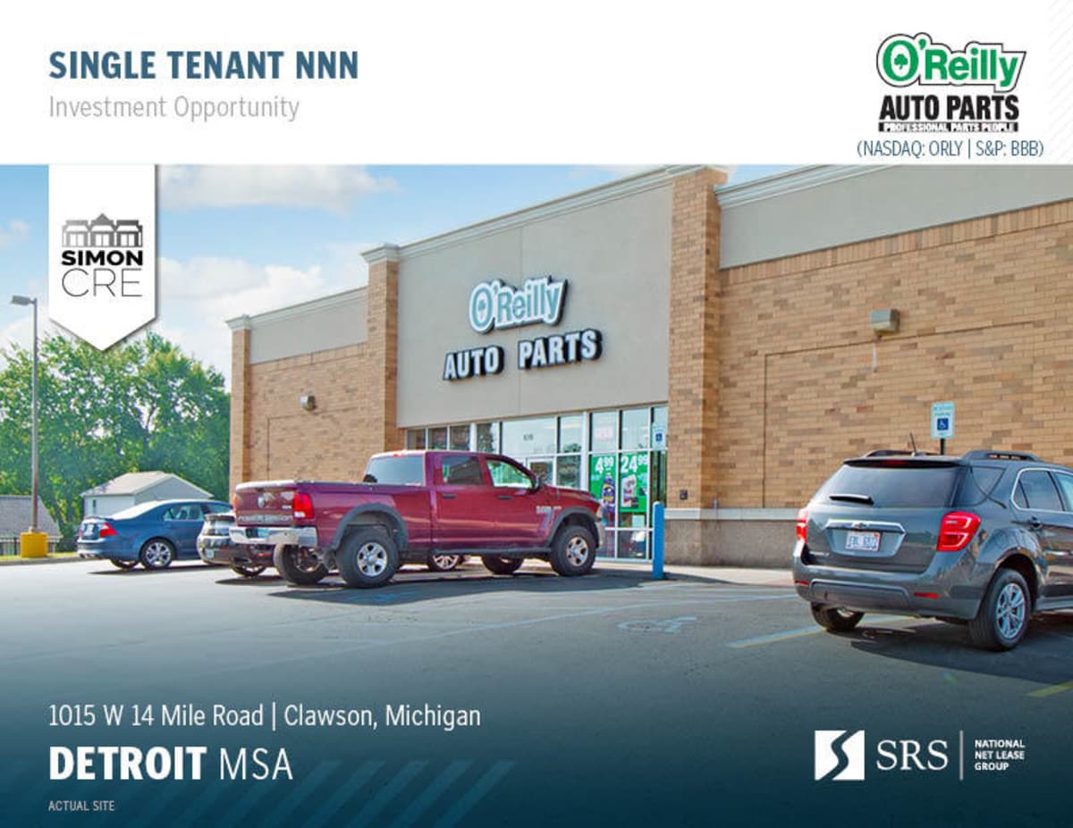 Clawson MI O Reilly Auto Parts Retail investment sale in