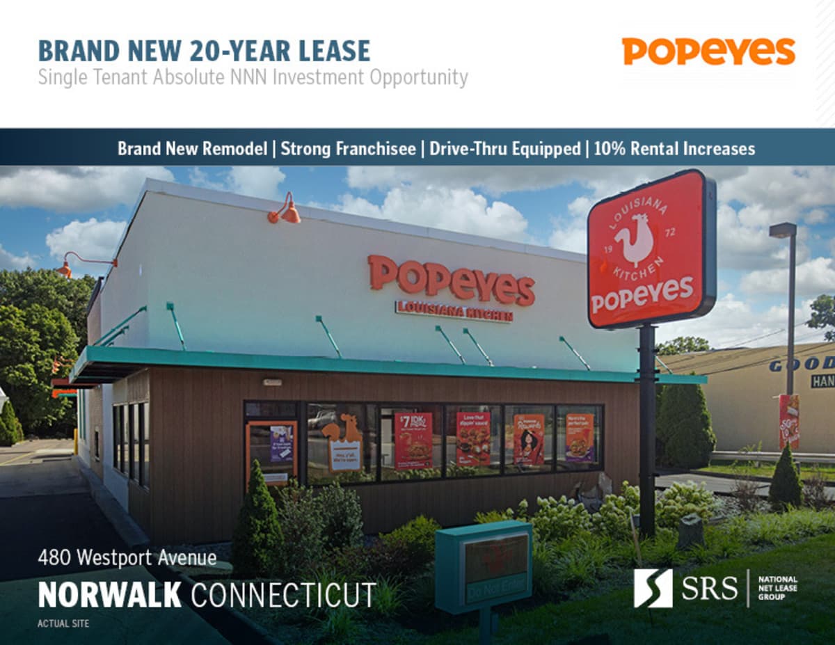 Norwalk, CT Popeyes Retail investment sale in Norwalk, Connecticut