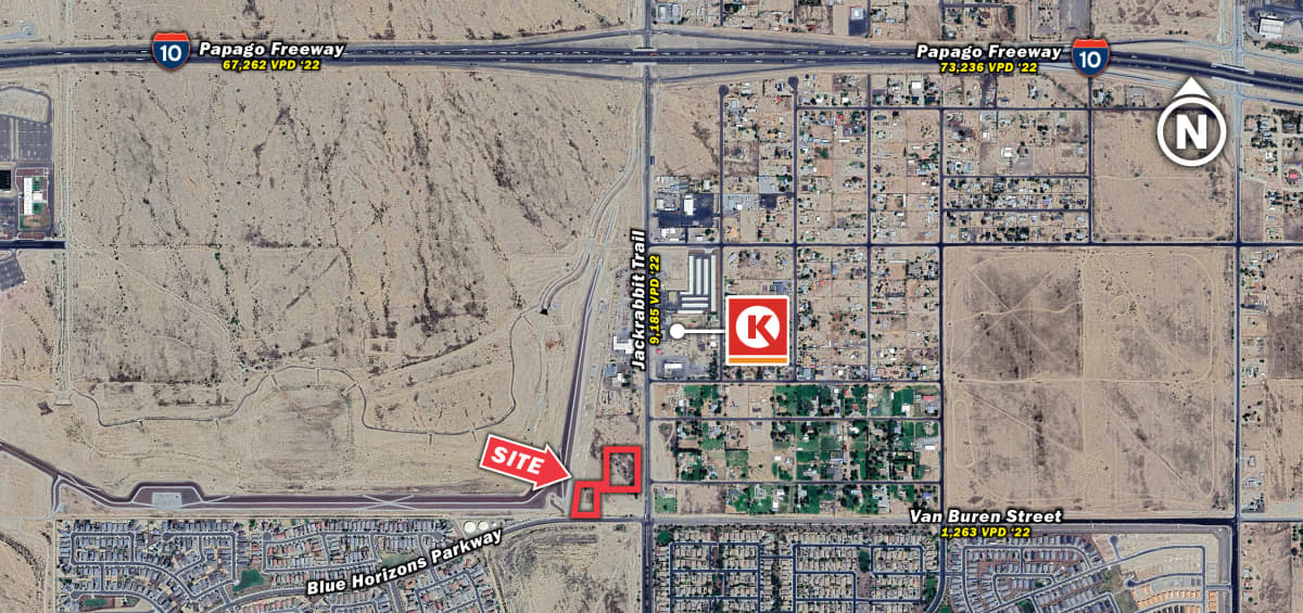 NWC Van Buren St & Jackrabbit Trl Land for lease in Buckeye, Arizona SRS